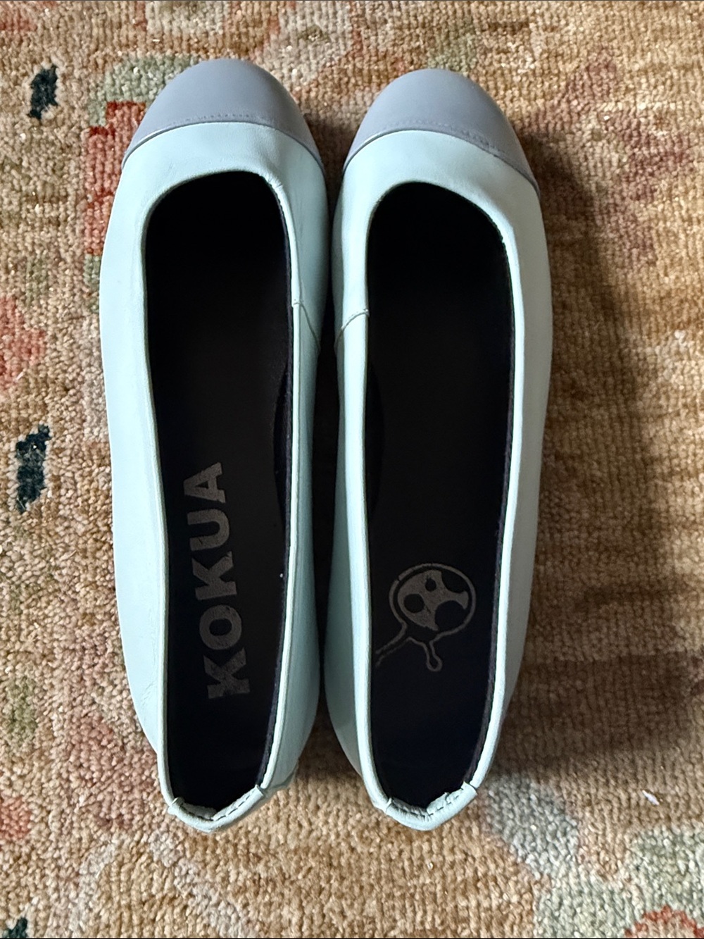 Kokua Women's Two Tone Ballet Flats Pale Blue with Gray Toe